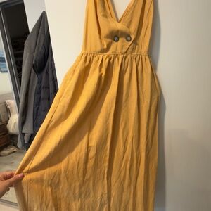 Zara Yellow Linen Maxi Dress